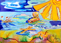 Tableau Du Castor Dans Son Paysage Au Bord De L Eau Sous Le Soleil Chaud Et Sérénité Pure De La Nature