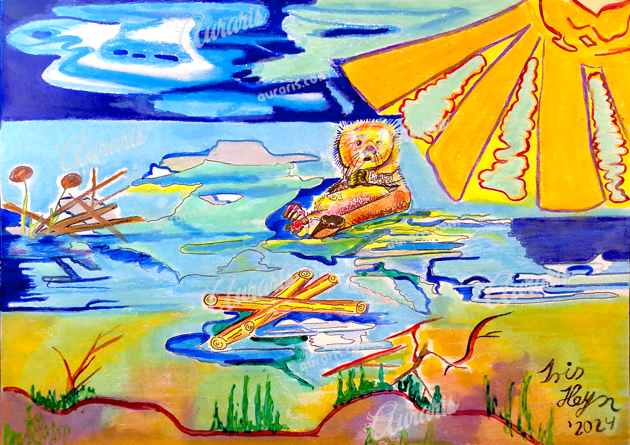 Tableau Du Castor Dans Son Paysage Au Bord De L Eau Sous Le Soleil Chaud Et Sérénité Pure De La Nature